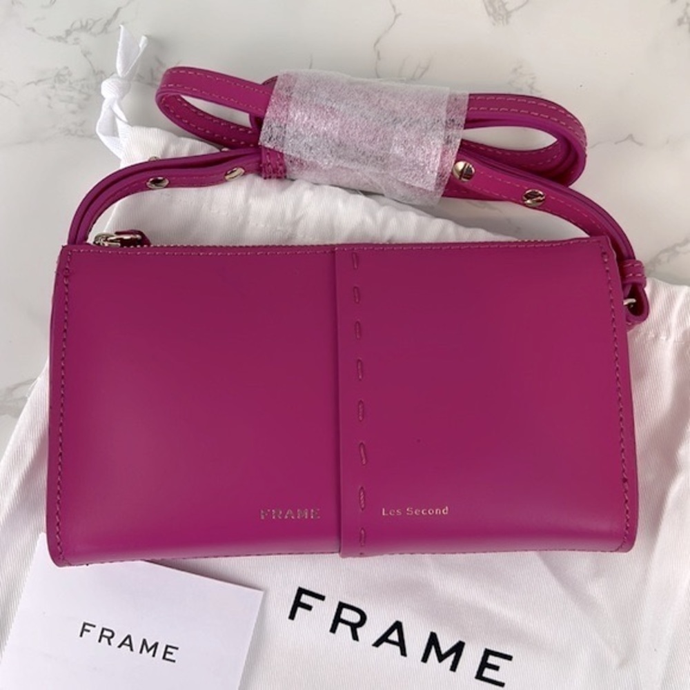 Frame Les Second Leather Crossbody Wallet Fuschia